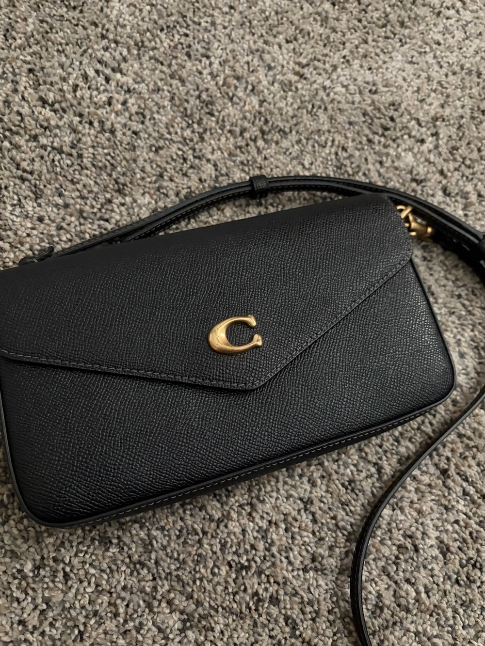 Coach Black Leather Crossbody with Gold C Hardware - Picture 2 of 6